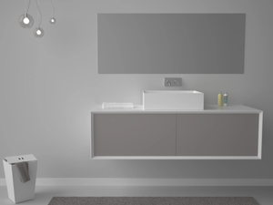 MILANO 140 - Wall-mounted MDF vanity unit with drawers _ GSG Ceramic Design